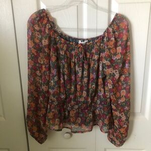 LC Lauren Conrad Floral Blouse - Pink and Orange